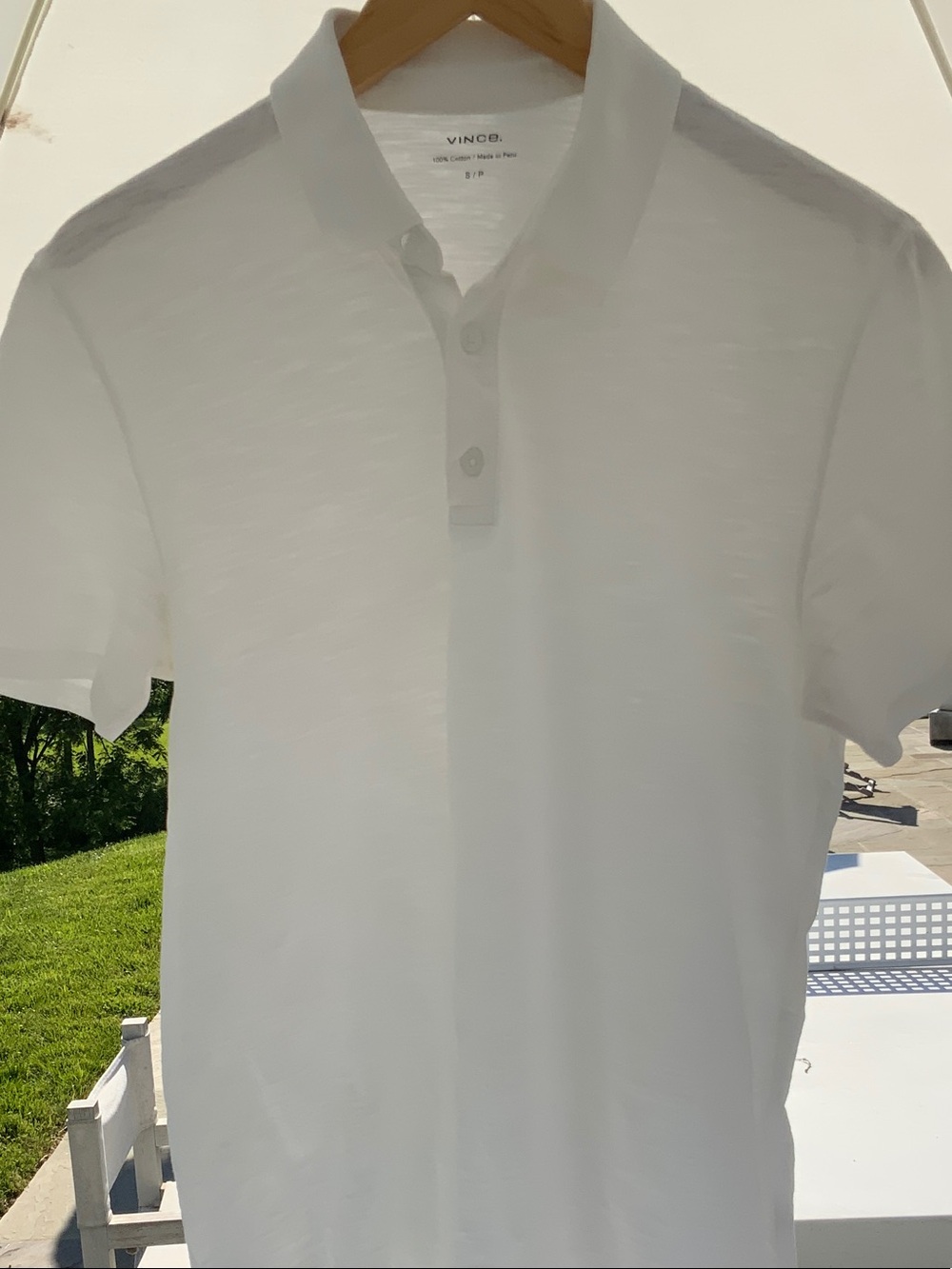 Vince Men’s White Short-Sleeve Polo (small)